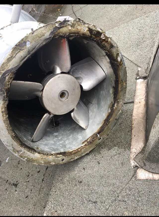 The same fan with clean steel blades
