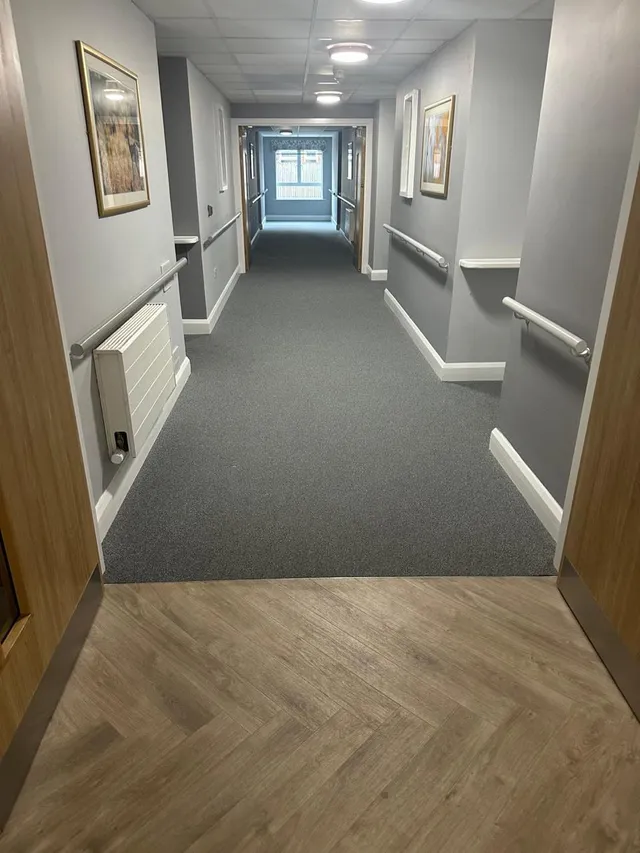 Hallway with a freshly cleaned carpet